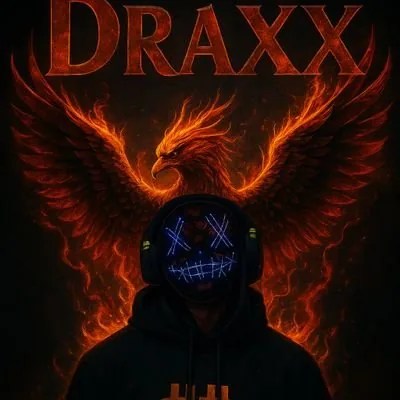 Draxx's avatar: a phoenix rising over a hooded figure.